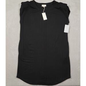 Melloday Womens Black Sleeveless Jersey Dress Solid Sleeveless Round Neck Size L